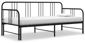 Πλαίσιο για Καναπέ-Κρεβάτι Πτυσσόμενο Μαύρο 90x200εκ Μεταλλικό