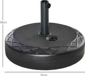 Βάση ομπρέλας, αδιάβροχη, γεμιζόμενη, Ø55 x 38H cm, μαύρο