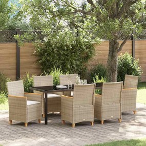 vidaXL Σέτ φαγητού για κήπο 7 pcs Μπεζ συνθετικό ρατάν