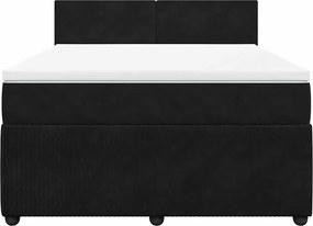 vidaXL Κρεβάτι Boxspring με Στρώμα Μαύρο 160x200 εκ. Βελούδινο