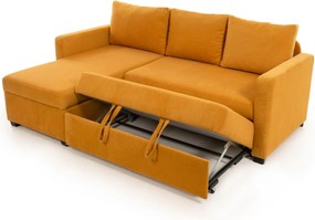 Γωνιακός Καναπές Κρεβάτι Μουσταρδί KADO 153x236x90