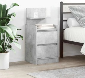 vidaXL Κομοδίνο με 2 συρτάρια Γκρι Σκυροδέματος 38x34x80 εκ.