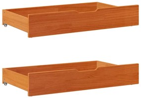 vidaXL Συρτάρια Κρεβατιού 2 τεμ 90x55x16 εκ Καφέ Κεριού Μασίφ Πεύκο