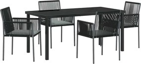 vidaXL Σέτ φαγητού για κήπο 5 pcs Μαύρο Ράτα PE