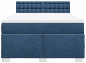 vidaXL Κρεβάτι Boxspring με Στρώμα Μπλε 140x200 εκ. Υφασμάτινο