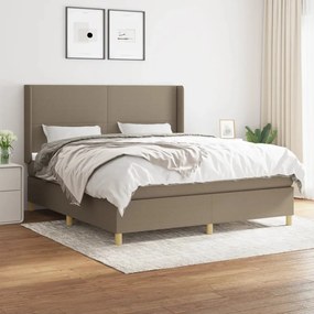 Κρεβάτι Boxspring με Στρώμα Taupe 180x200 εκ. Υφασμάτινο - Μπεζ-Γκρι