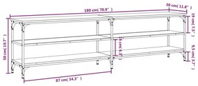 Έπιπλο Τηλεόρασης Γκρι Sonoma 180x30x50 εκ. Επεξ. Ξύλο - Γκρι