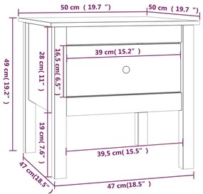 Βοηθητικό Τραπέζι Λευκό 50x50x49 εκ. από Μασίφ Ξύλο Πεύκου - Λευκό