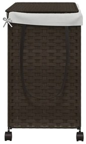 vidaXL Καλάθι Άπλυτων με Τροχούς Σκούρο Καφέ 60x35x60,5 εκ. από Ρατάν