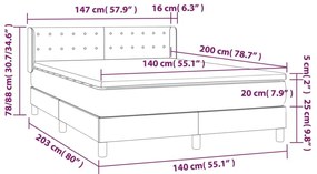 Κρεβάτι Boxspring με Στρώμα Σκούρο Μπλε 140x200 εκ. Βελούδινο - Μπλε