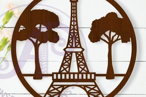 Intra απο ξύλο plywood Χρώμα wenge 3mm-4mm πάχος - Επιτοίχια επιγραφή του Πύργου του Άιφελ, . Διάνυσμα Δίασταση 30x20 cm INTRAFABR-42167477