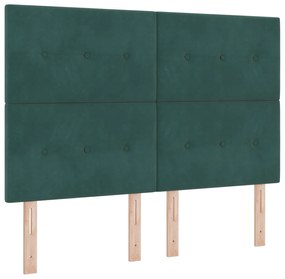 vidaXL Κρεβάτι Box Spring με Στρώμα  Σκούρο Πράσινο 140x190 εκ. Βελούδο