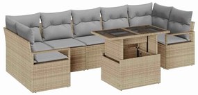 vidaXL Σετ Καναπέ Κήπου 8 pcs μπεζ και ανοιχτό γκρι 100 x 55 x 73 εκ