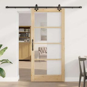 vidaXL Συρόμενη Πόρτα με Σετ Υλικών 93x202 εκ. Στερεό Ξύλο Πεύκου