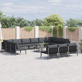 vidaXL Σετ Καναπέ Κήπου 14 pcs Ανθρακί Ατσάλι