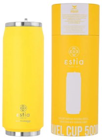 Estia 01-10324 Ανακυκλώσιμο Μπουκάλι Θερμός Ανοξείδωτο BPA Free Κίτρινο 500ml με Καλαμάκι, Pineapple Yellow