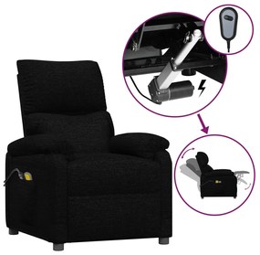 vidaXL Πολυθρόνα Μασάζ Ηλεκτρική Μαύρη Υφασμάτινη