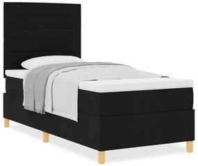 vidaXL Κρεβάτι Μπανάκι με Στρώμα Μαύρο 80x200 εκ Ύφασμα