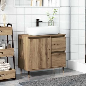 vidaXL Ντουλάπι Μπάνιου τεχνίτης Δρυς 65x33x60 εκ. Επεξεργασμένο Ξύλο