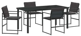 vidaXL Σέτ φαγητού για κήπο 5 pcs Μαύρο 160 x 80 x 73 εκ
