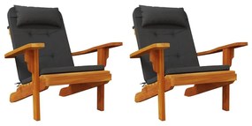 Μαξιλάρια Καρέκλας Adirondack 2 τεμ. Μαύρα από Ύφασμα Oxford - Μαύρο