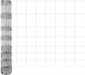 vidaXL Εξωτερική άγρια περίφραξη με στήλες 25 x 1 m Ασημί Δίχτυ