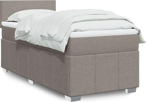 vidaXL Κρεβάτι Boxspring με Στρώμα Taupe 90x190 εκ.Υφασμάτινο