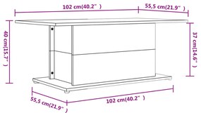 Τραπεζάκι Σαλονιού Γυαλ. Λευκό 102x55,5x40 εκ. Επεξεργ. Ξύλο - Λευκό