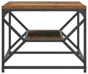 vidaXL Καφέ Τραπεζάκι με Ράφι από Παλιό Ξύλο 51x50x40 εκ.