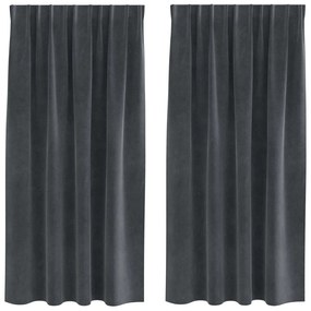 vidaXL Κουρτίνες με κουρτίνες 2 pcs Ανοιχτό γκρι 140 x 175 cm Βελούδο