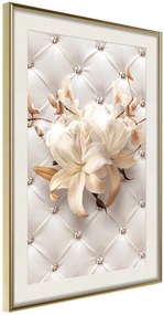 Αφίσα - Lilies on Leather Upholstery - 20x30 - Χρυσό - Με πασπαρτού