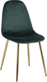 CELINA Καρέκλα Χρώμιο Χρυσό, Ύφασμα Velure, Απόχρωση Forest Green   4τμχ
