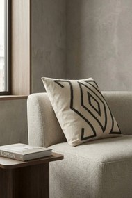 Stewehome Μαξιλαροθήκη από ύφασμα με κεντήματα και σχέδιο γραμμών Μπεζ 43x43 cm