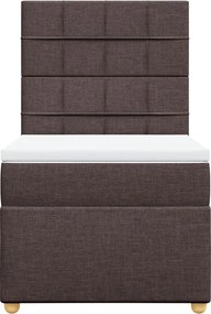 vidaXL Κρεβάτι Boxspring με Στρώμα Σκούρο Καφέ 90x200 εκ. Υφασμάτινο