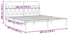 ΠΛΑΙΣΙΟ ΚΡΕΒΑΤΙΟΥ ΜΕ ΚΕΦΑΛΑΡΙ ΜΑΥΡΟ 180 X 200 ΕΚ. ΜΕΤΑΛΛΙΚΟ 377121