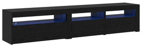 vidaXL Βάσεις τηλεόρασης 2 τεμ με φωτιστικά LED μαύρη καρυδιά επεξεργασμένο ξύλο