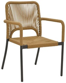 Aluminum armchair Norture stackable anthracite frame-natural rattan 57x61x85cm 57x61x85 εκ.