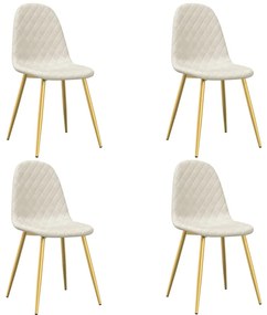 vidaXL Καρέκλες Τραπεζαρίας 4 τεμ. Κρεμ Λευκές Βελούδινες