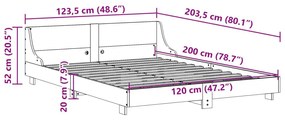 Σκελετός Κρεβ. Χωρίς Στρώμα Καφέ Κεριού 120x200 εκ Μασίφ Πεύκο - Καφέ