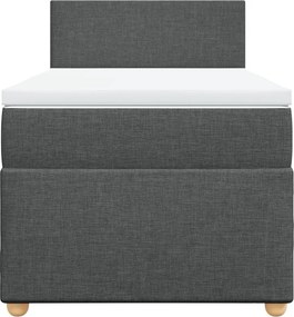 vidaXL Κρεβάτι Boxspring με Στρώμα Σκούρο Γκρι 90x200 εκ. Υφασμάτινο