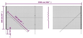 vidaXL Συρματόπλεγμα Περίφραξης Ανθρακί 1,6x25 μ. Γαλβανισμένο Ατσάλι