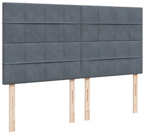 Κρεβάτι Boxspring με Στρώμα Σκούρο Γκρι 180x200 εκ. Βελούδινο - Γκρι