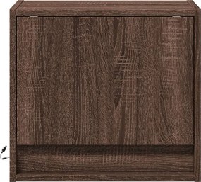 vidaXL Κομοδίνα Επιτοίχια με Φώτα LED 2 τεμ. Καφέ Δρυς