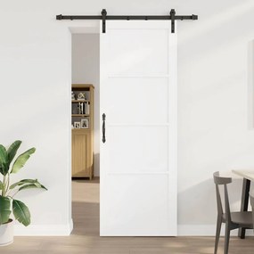 vidaXL Συρόμενη Πόρτα με Σετ Εξαρτημάτων Λευκή 83x232 cm Στερεό Ξύλο Πεύκο