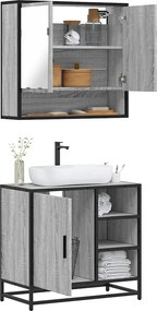 vidaXL Σετ Επίπλων Μπάνιου 2 Τεμαχίων Γκρι sonoma από Τεχν. Ξύλο