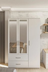 Stewehome Ντουλάπα με καθρέφτη 3 θυρών 2 συρταριών 90x44x44 cm