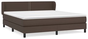 Κρεβάτι Boxspring με Στρώμα Καφέ 180x200 εκ. Συνθετικό Δέρμα - Καφέ