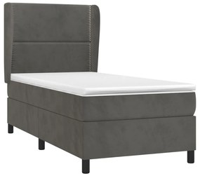 vidaXL Κρεβάτι Boxspring με Στρώμα Σκούρο Γκρι 80x200 εκ. Βελούδινο