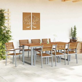 vidaXL Σέτ φαγητού για κήπο 5 pcs Γκρι και καφέ Μασίφ ξύλο ακακίας