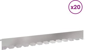 vidaXL Περίγραμμα γκαζόν 20 τμχ. 102 x 10 x 4 εκ. Ατσάλι Ασημί